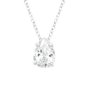 Sterling Silver Solitaire Necklace and Pear Shaped Pendant